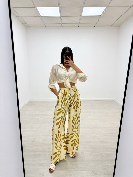 PANTALÓN FLUIDO HOJAS AMARILLO